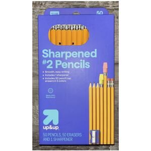 Target Up & Up Sharpened #2 Pencils 50 Pencils + 50 Erasers & 1 Sharpener s8